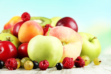 Naklejka na ściany i meble Assortment of juicy fruits,
