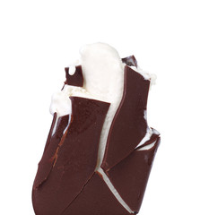 Bitten chocolate vanilla ice cream.