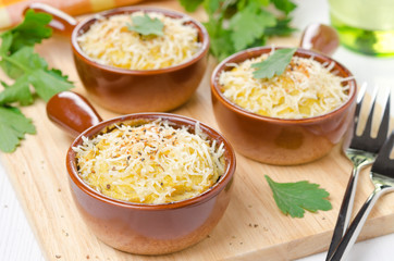 Baked chicken with mashed cauliflower and cheese, horizontal