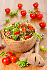 Mixed lettuce salad and tomatoes
