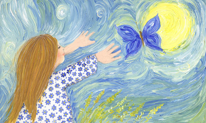 Girl chasing butterfly © andreapetrlik