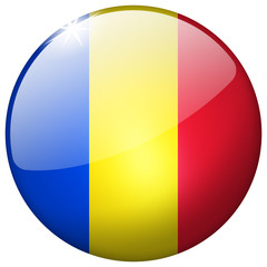 Romania Round Glass realistic flag isolated on white background