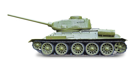 T-34 Soviet tank during World War II - white background - obrazy, fototapety, plakaty