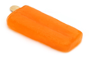 Orange ice cream over white background
