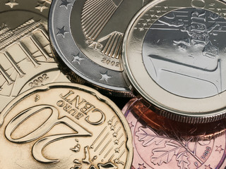 Fototapeta na wymiar The European coins.