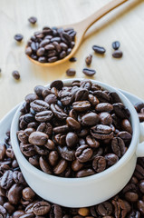 Coffee beans on cup
