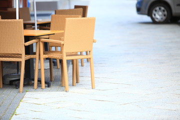 Outdoor restaurant  cafe chairs with table