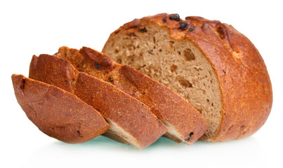 delicious sliced ​​rye bread isolated on white