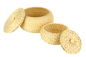 Wicker baskets isolated on white