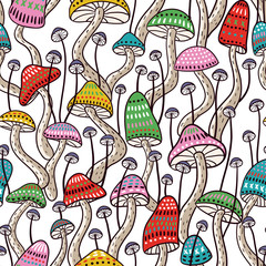 mushrooms seamless pattern