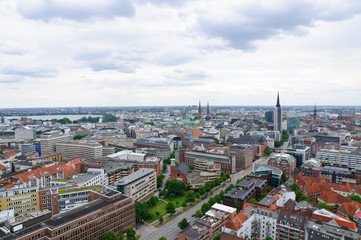 Fototapeta na wymiar The Old city of Hamburg, view from the St.Michael's church