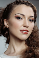 Fototapeta premium Pretty russian woman with curly hair