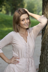 Naklejka premium Portrait of the young beautiful woman