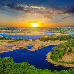 vorskla river at the sunset