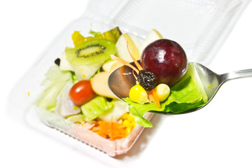 Salads, vegetables and fruits