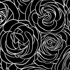 Papier Peint photo Fleurs noir et blanc bouquet de roses. présenter
