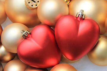 red heart shaped christmas ornaments