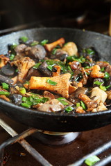 fried mushrooms in a frying pan
