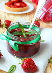 strawberry jam in jar