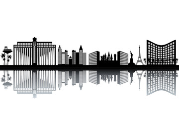 Las Vegas skyline - black and white vector illustration © Ilyes Laszlo
