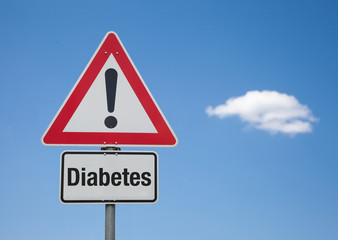 Achtung Schild mit Wolke DIABETES