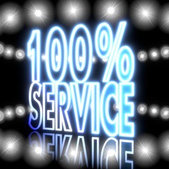 3d graphic of a  top service symbol  with shining effect lights