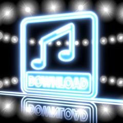 music download symbol  with shining effect lights