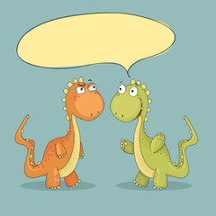 Dinosaurs. Cute vector background with empty place for your text