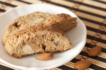 Delicious cantuccini cookies close up isolated