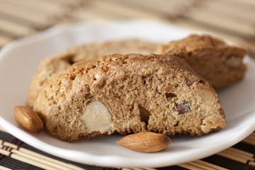 Delicious cantuccini cookies close up isolated