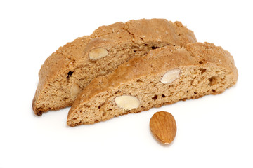 Delicious cantuccini cookies close up isolated