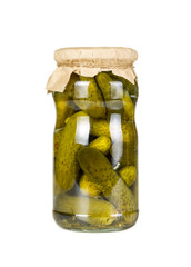 Pickled cucumbers in glass jar © Nataliia Pyzhova
