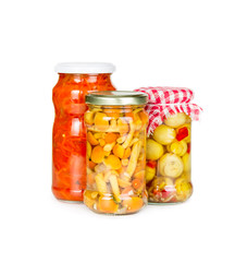 Canned vegetables in glass jars