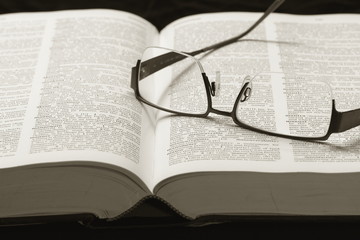 Dictionary and eye-glasses