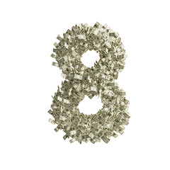 Nummer 8 gebildet aus Dollar Banknoten