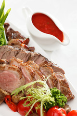 grilled meat with sauce