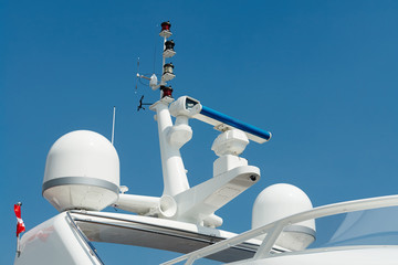Radar and communication tower on a yacht