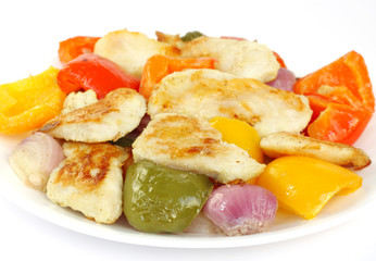 Delicious roasted fish, capsicum and onion