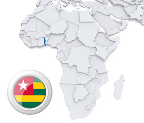 Togo on Africa map