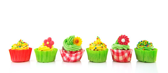 Green and red cupcakes