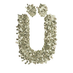 Buchstabe Ü gebildet aus Dollar Banknoten 