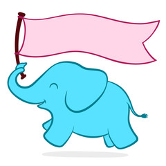 Cute little elephant with a banner