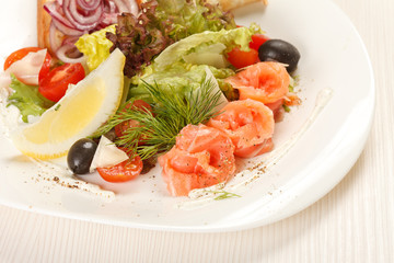 tasty appetizer with salmon