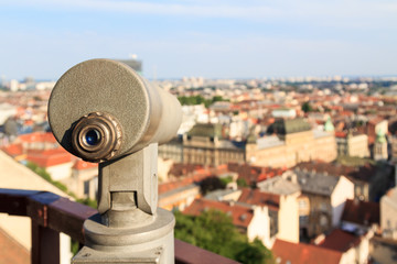 Telescope on a viewpoint in Zagreb, Croatia