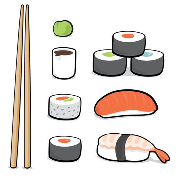 Cartoon sushi set