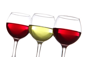 Glasses of wine isolated on white