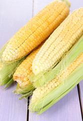 Fresh corn vegetable on wooden table