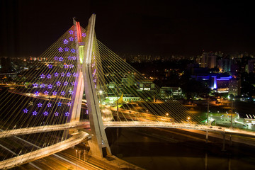 Awesome bridge lit up at night