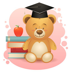 Back to school cute teddy bear toy illustration