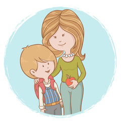 Mother and child pupil isolated characters